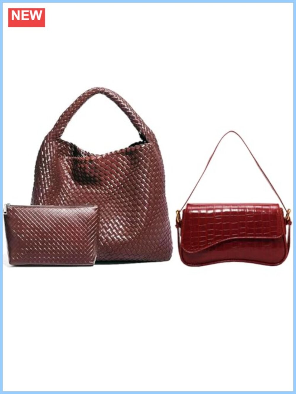 Woven Shoulder Bag Y2K Hobo Purse with 2 Straps Crossbody Tote
